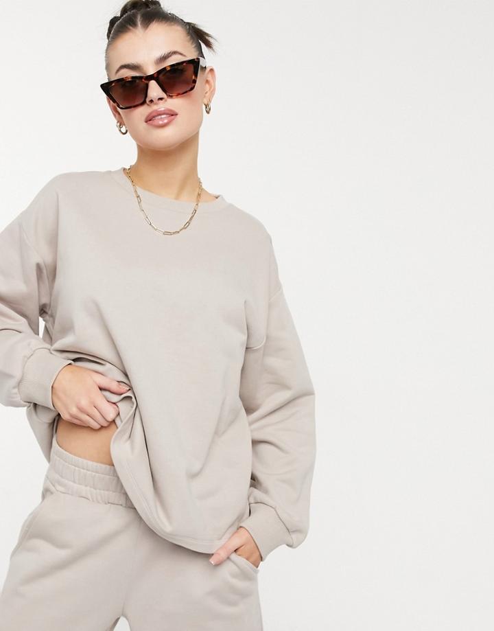 Aligne Cotton Boxy Sweatshirt In Mushroom - Beige - Part Of A Set-neutral