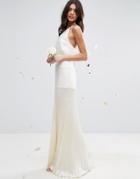 Asos Bridal Cami Paneled Maxi Dress With Pleated Skirt - Cream