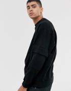 Asos Design Oversized Sweatshirt With Utility Sleeve Pocket In Black