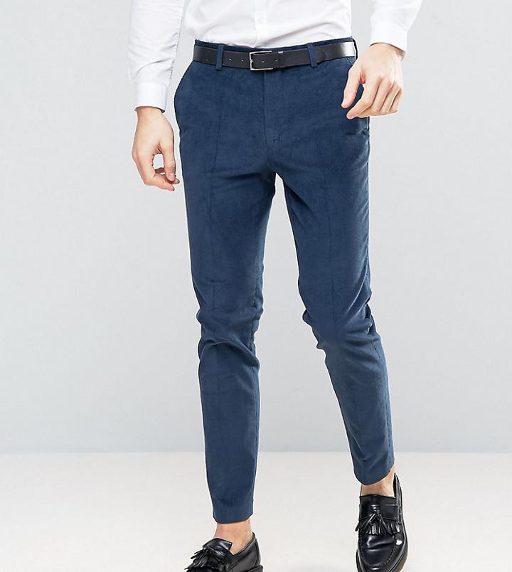 Asos Tall Skinny Crop Smart Pants In Teal Cord - Green