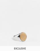 Reclaimed Vintage Inspired Brushed Signet Ring In Silver-multi
