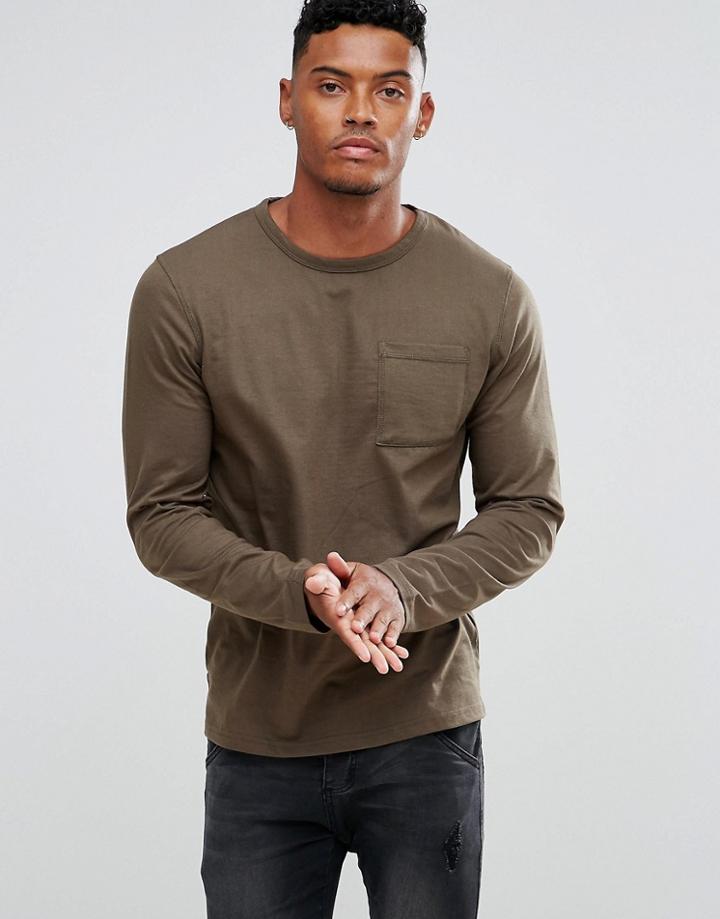 Another Influence Long Sleeve Pocket T-shirt - Green