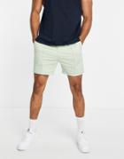 Asos Design Skinny Chino Shorts With Pin Tuck And Elasticated Waist In Pastel Green