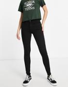 Pieces Flex High Waist Skinny Jeans In Black