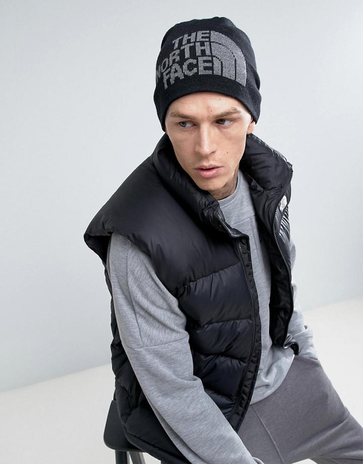 The North Face Highline Beanie Tech Large Logo In Black - Black