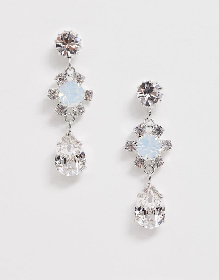 Krystal London Swarovski Crystal Statement Pear Drop Flower Earrings - Clear