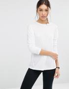 Asos Linen Mix T-shirt With Long Sleeves - White