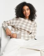 Na-kd Knit Sweater In Beige Check Print-neutral