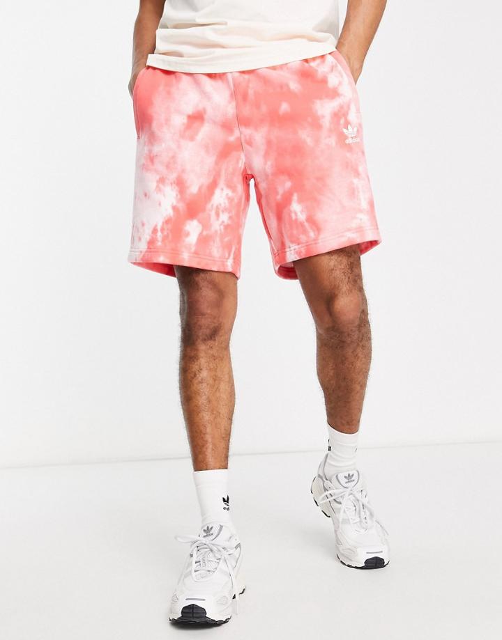 Adidas Originals Essentials Shorts In Red Tie Dye