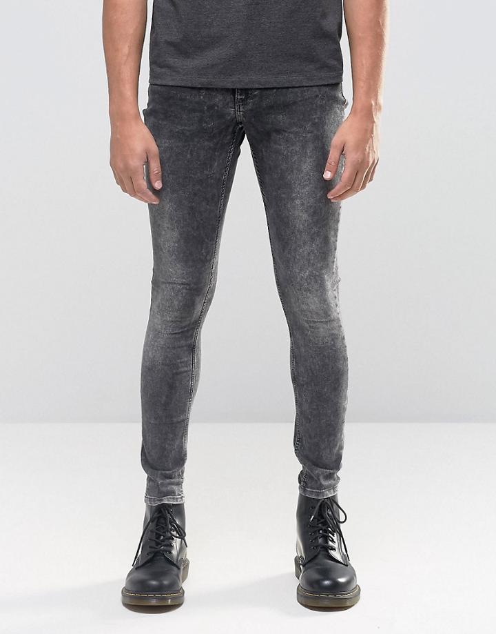 Cheap Monday Mid Spray Jeans Gravel Acid Wash - Black