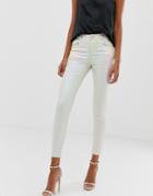 Lipsy Coated Skinny Jeans In Pearlescent Cream-pink