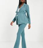 Asos Deisgn Maternity Jersey Over The Bump Slim Kickflare Suit Pants In Sage-green