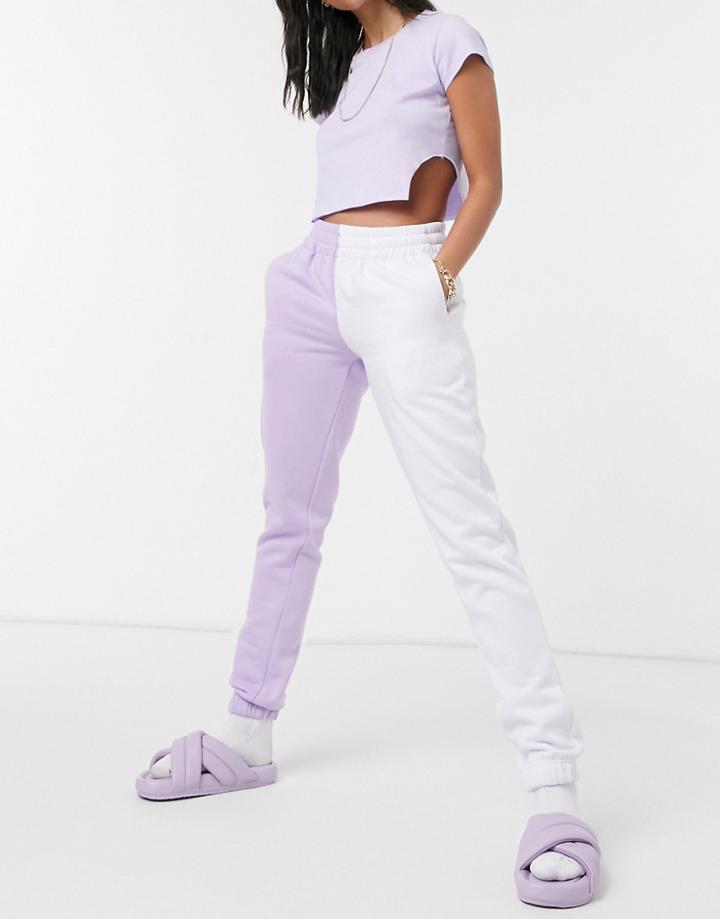 Urban Threads Colour-block Oversized Matching Sweatpants-purple