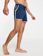 Asos Design Lounge Runner Shorts In Navy With Contrast Binding