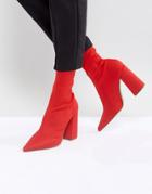 Missguided Flared Heel Ankle Boot - Red