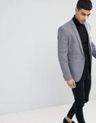Asos Design Super Skinny Blazer In Charcoal Cotton - Gray