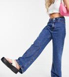 Missguided Petite High Waist Parallel Leg Jeans In Light Blue-blues