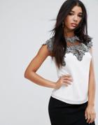 Lipsy Top With Lace Detail - White