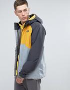 The North Face Stratos Waterproof Hooded Jacket In Tri Color Gray/yellow - Gray