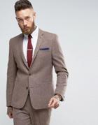 Asos Slim Wool Blend Suit Jacket In Oatmeal - Beige