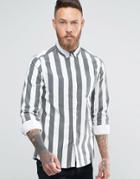 Asos Shirt With Vintage Stripe In Black And Long Sleeve - White