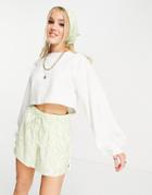 Urban Bliss Volume Sleeve Crop Sweater In White