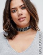 Asos Curve Paisley Choker Necklace - Black