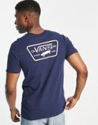 Vans Full Patch Logo Chest Print T-shirt In Navy-white