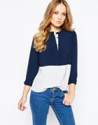 Y.a.s Tall Color Block Blouse - Navy