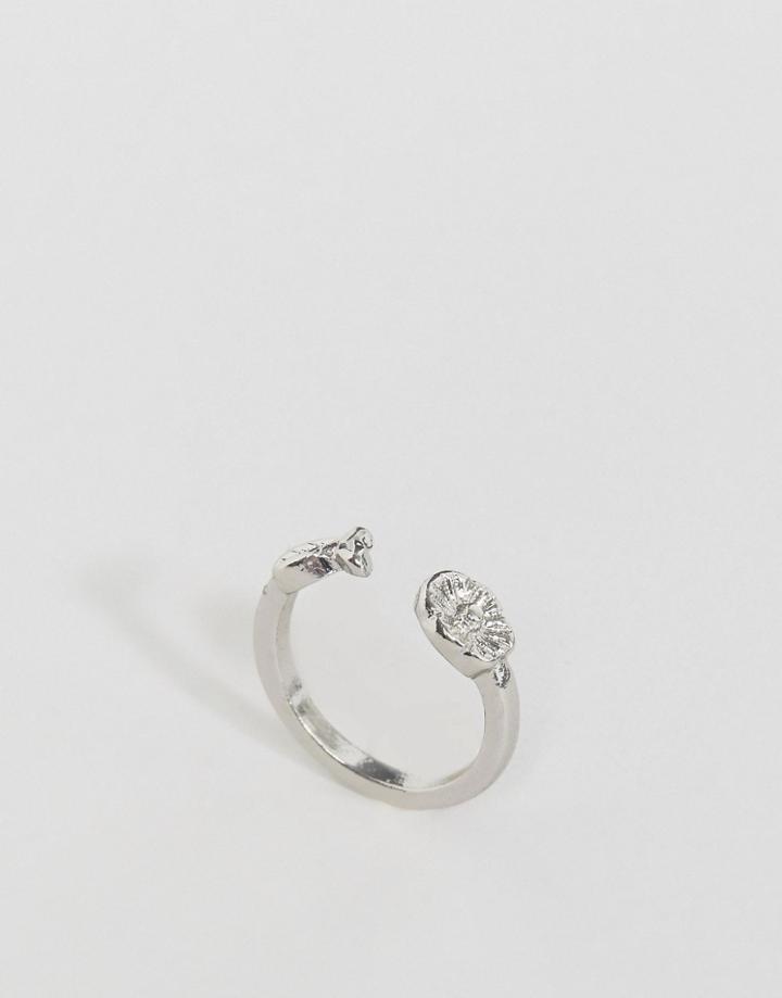 Asos Open Flower Pinky Ring - Silver