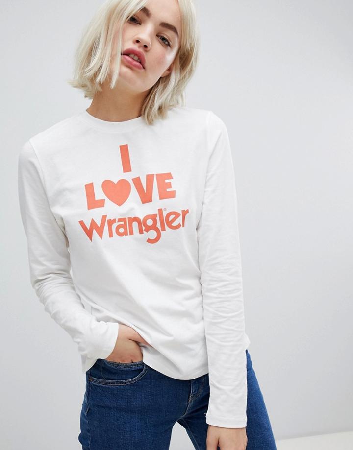 Wrangler Love Graphic Long Sleeved T-shirt - White