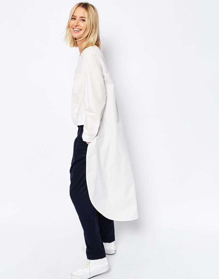 Asos White Extreme Dipped Back Shirt - White