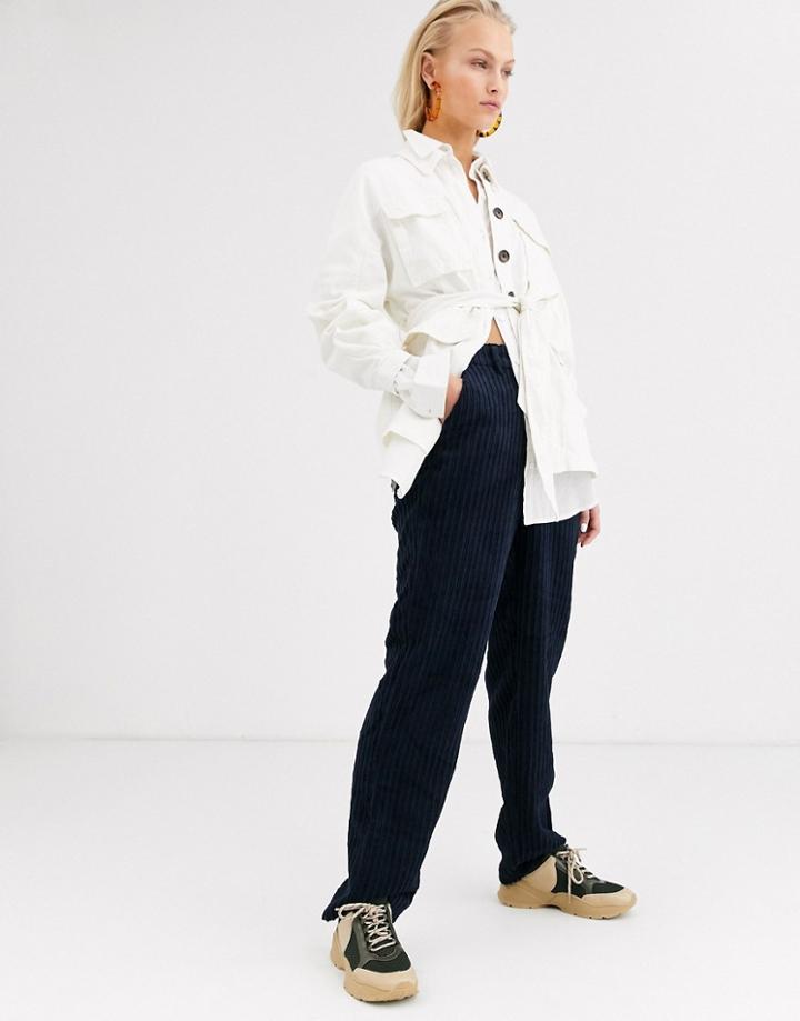 Only Wide Leg Cord Pants In Navy