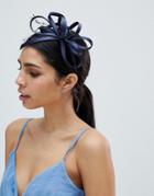Elegance Fascinator Headband With Twirl And Pearl Detail - Navy