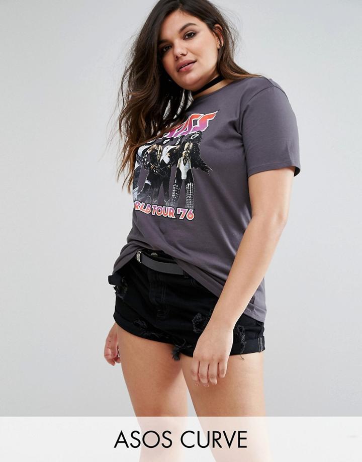 Asos Curve T-shirt With Kiss Print - Multi
