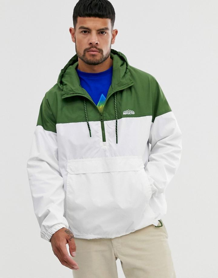 Bershka Overhead Windbreaker Jacket With Half Zip In White