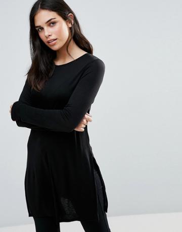 Dex Long Sleeve Skater Jersey Dress - Black