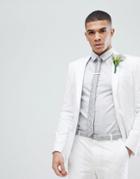 Asos Wedding Skinny Suit Jacket In White Stretch Cotton - White