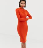 River Island Bodycon Dress With Twist Front Neckline In Orange - Orange