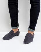 Asos Loafers In Navy Faux Suede - Navy