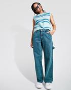 Asos Design High Rise Relaxed Dad Jeans In Petrol Green