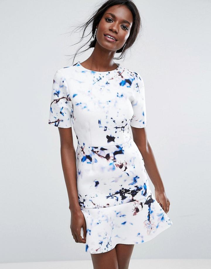 Asos Marble T-shirt Scuba Pephem Mini Dress - Multi