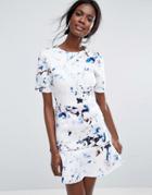 Asos Marble T-shirt Scuba Pephem Mini Dress - Multi