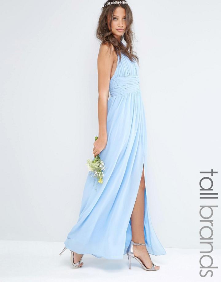 Tfnc Tall Halterneck Chiffon Maxi Dress - Blue