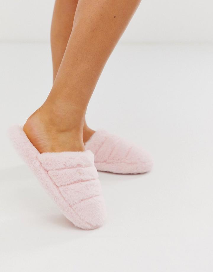 Asos Design Zoe Quilted Slider Slippers In Pale Pink