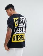 Diesel T-just-zc Scratch Logo T-shirt With Back Print - Black