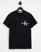 Calvin Klein Jeans Two Tone Monogram Logo T-shirt In Black