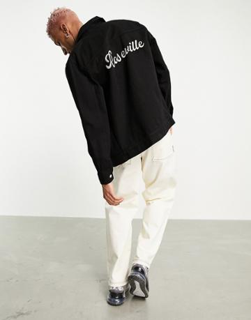 Asos Actual Oversized Harrington Jacket In Black