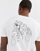 Asos Design T-shirt With Line Drawing Back Print-white