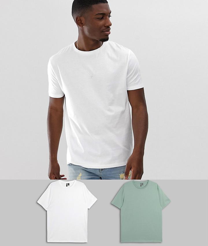 Asos Design Relaxed Fit T-shirt With Crew Neck 2 Pack Multipack Saving - Multi